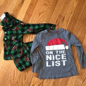 Christmas bundle tee and pajamas 4T